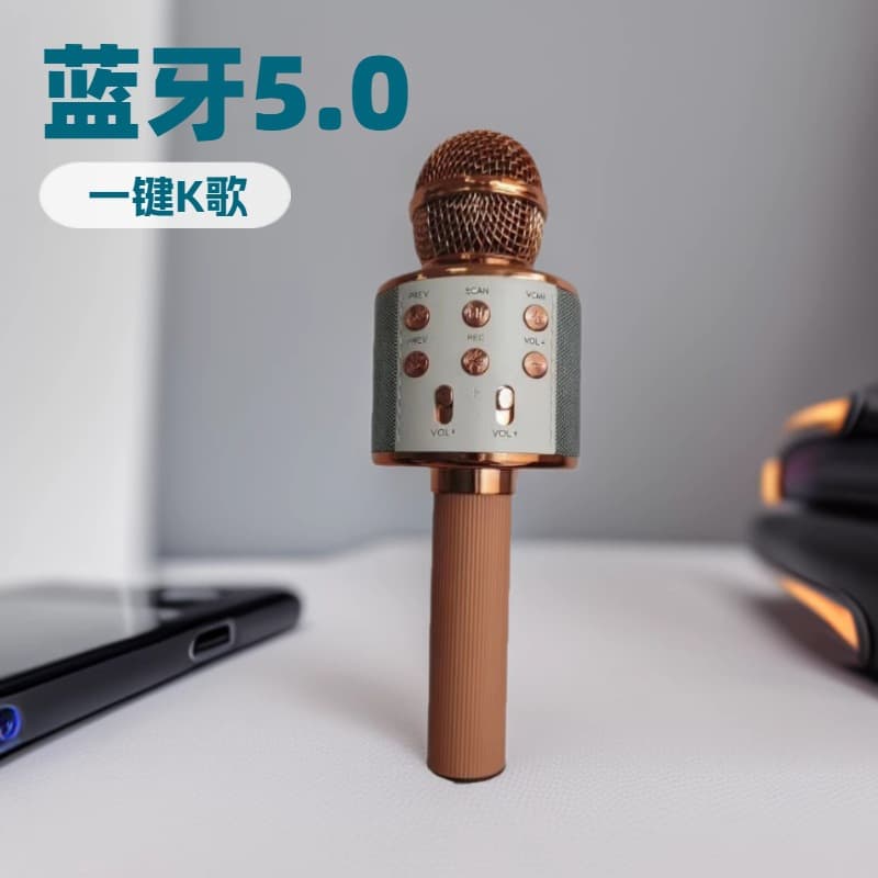 New WS858L Lighted Microphone Speaker with Bluetooth, Home Karaoke Mic, Handheld Speaker for Phone