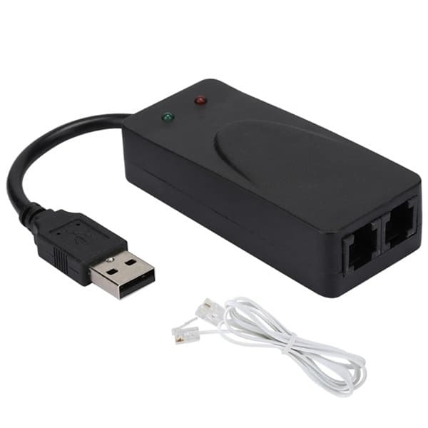 USB Modem 56K External Modem Paperless Dual Port RJ45 Fax Modem Dial-up Internet Caller ID