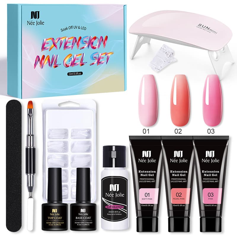 15ml Nail Extension Gel Set, Crystal Nail Extension Gel Set, No Paper Form Removable Paste UV Gel