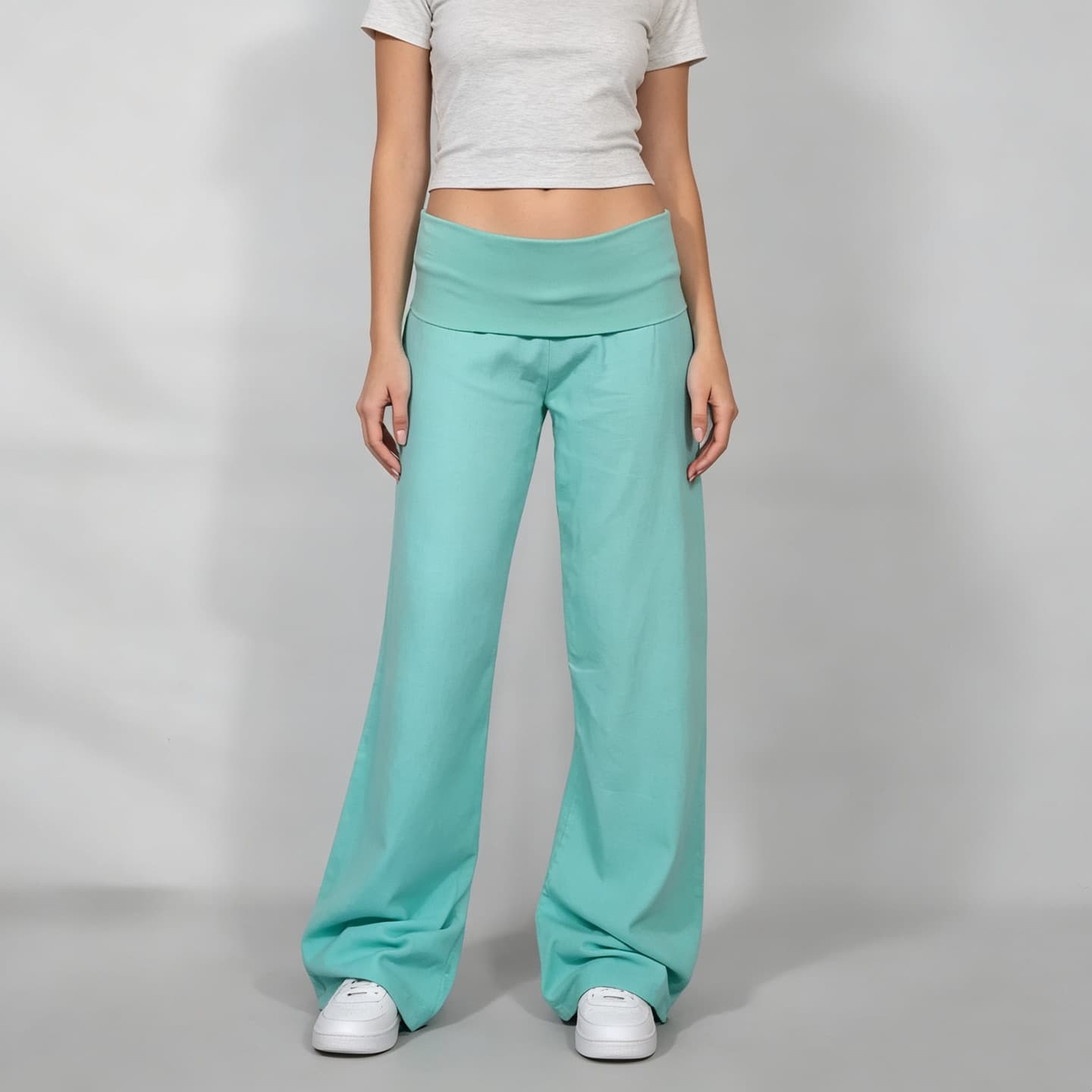 European and American Fashion Casual Pants Solid Color Stretch Wide Leg Pants Foreign Trade Slim Low Waist Straight Pants Cross-border Amazon Women's Clothing