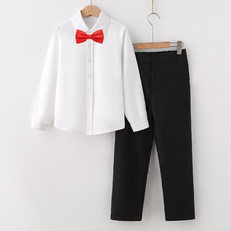 Children's White Shirt Set June 1st Performance Outfit Boys Girls Performance Clothing Sports Day White Shirt Black Dress Pants