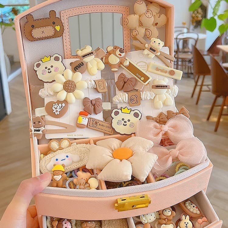Children's Jewelry Box Princess Jewelry Set Girls Baby Girls Hair Accessory Storage Box High-end Gift Box