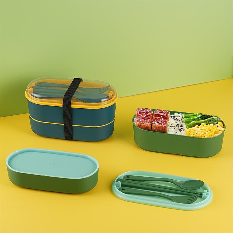 Rectangular Lunch Box for School Season Plastic Student Lunch Box Portable Bento Box Storage Box Double-Layer Fruit Fresh-Keeping Box