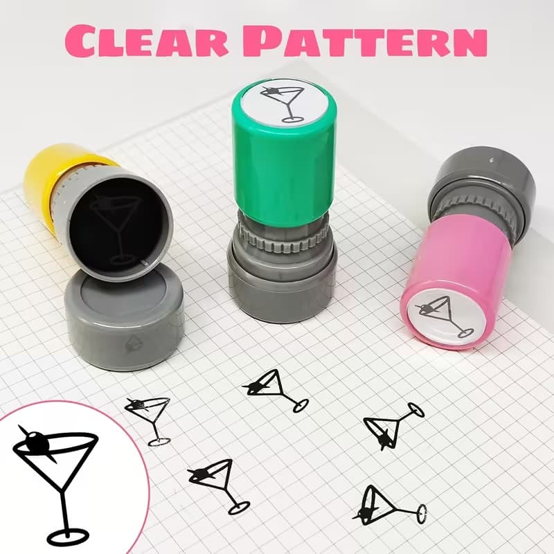 Cocktail stamp cross-border postmark stamp Temu hot-selling martini stamp self-ink cocktail wholesale dropshipping