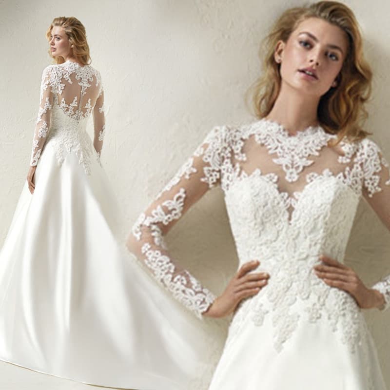 Angel Wedding Dress 2025 New French Style Bridal Gown Slim Fit Long Sleeve Large Train Lace Wedding Dress