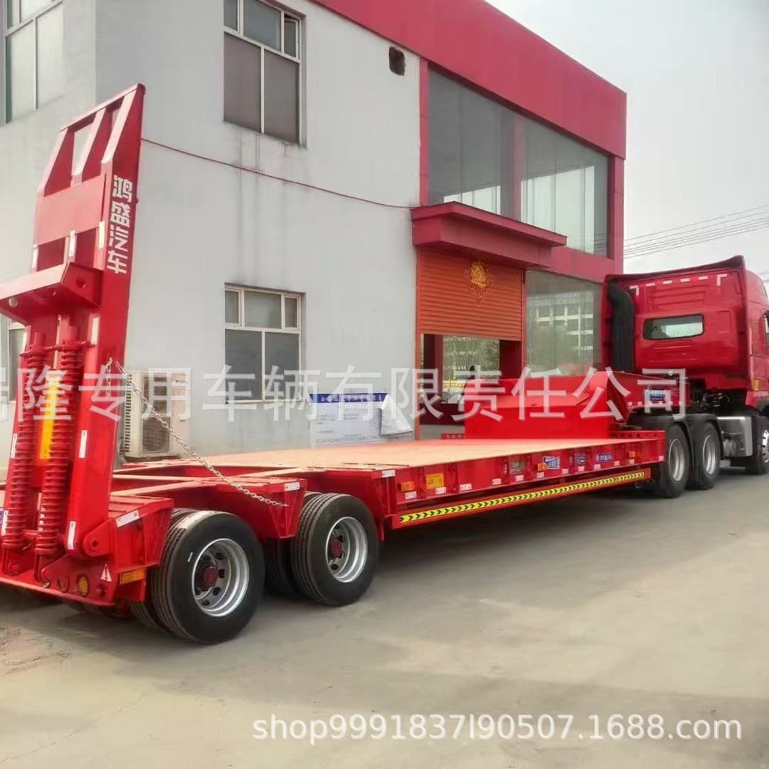 Export trade heavy cargo transportation low flatbed semi-trailer 3 axle large cargo transportation low flatbed semi-trailer
