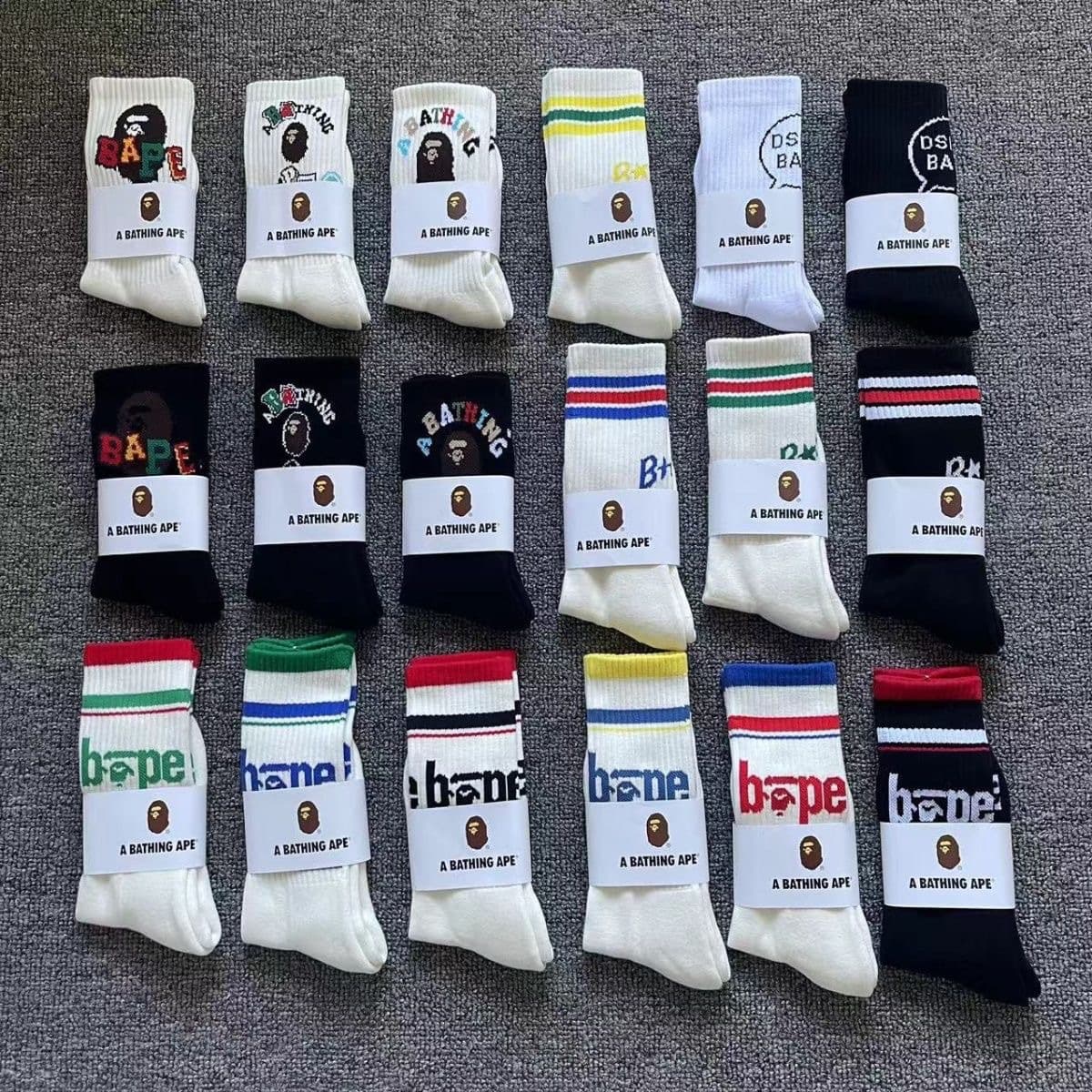 BAPE ape head Japanese fashion brand new men's and women's mid-tube sports thickened towel bottom basketball running stockings