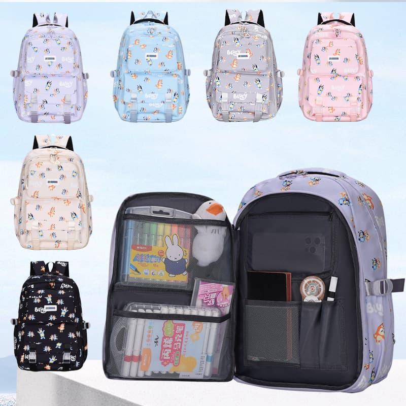School Style Cute Cartoon Kids Backpack, Large Capacity Unisex Bookbag for Grades 1-3, Factory Stock