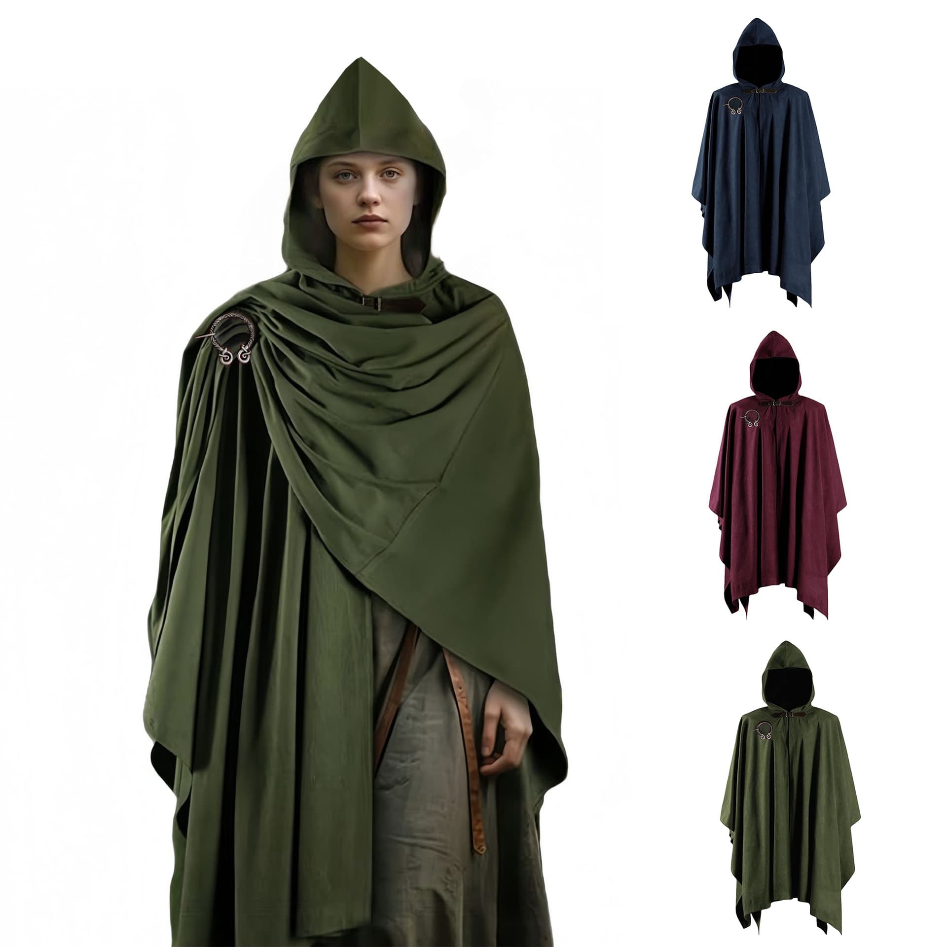Amazon Medieval Retro Cape Halloween Party Costume Hooded Cloak Gothic Knight Shawl Men