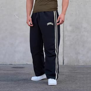 YOUNGLA Men's Sweatpants Double Striped Print Casual Pants for Gym Workout Mid-Rise Straight Leg