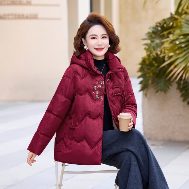 Middle-Aged and Elderly Mother's Wear Cotton Padded Jacket, Winter New Fleece-Lined Thickened Cotton Coat, 2025 New Grandma Fashionable Warm Coat
