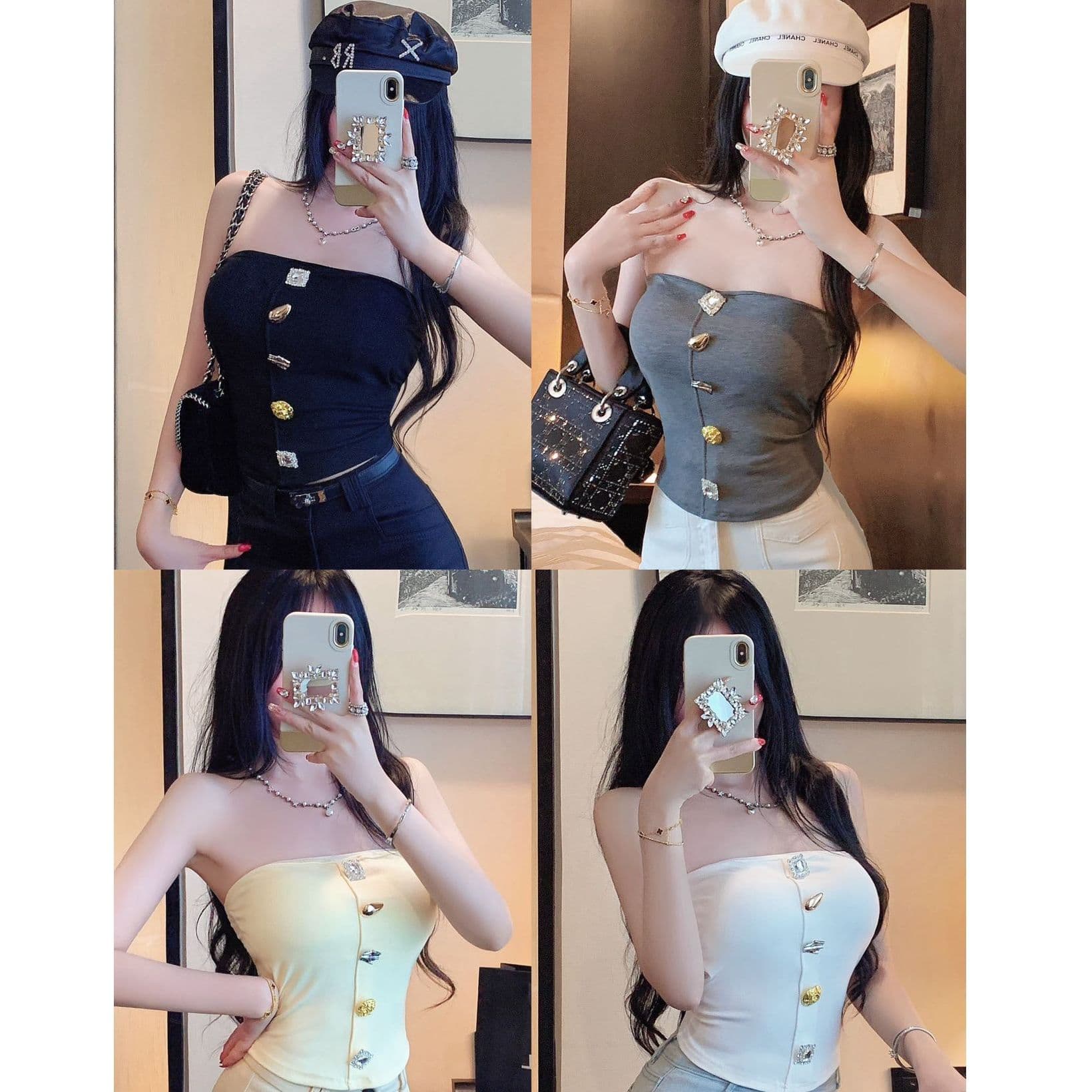 5542# Sparkly Strapless Corset Top for Women Summer Going Out, Off-Shoulder with Padded Cups, Slim Fit and Versatile