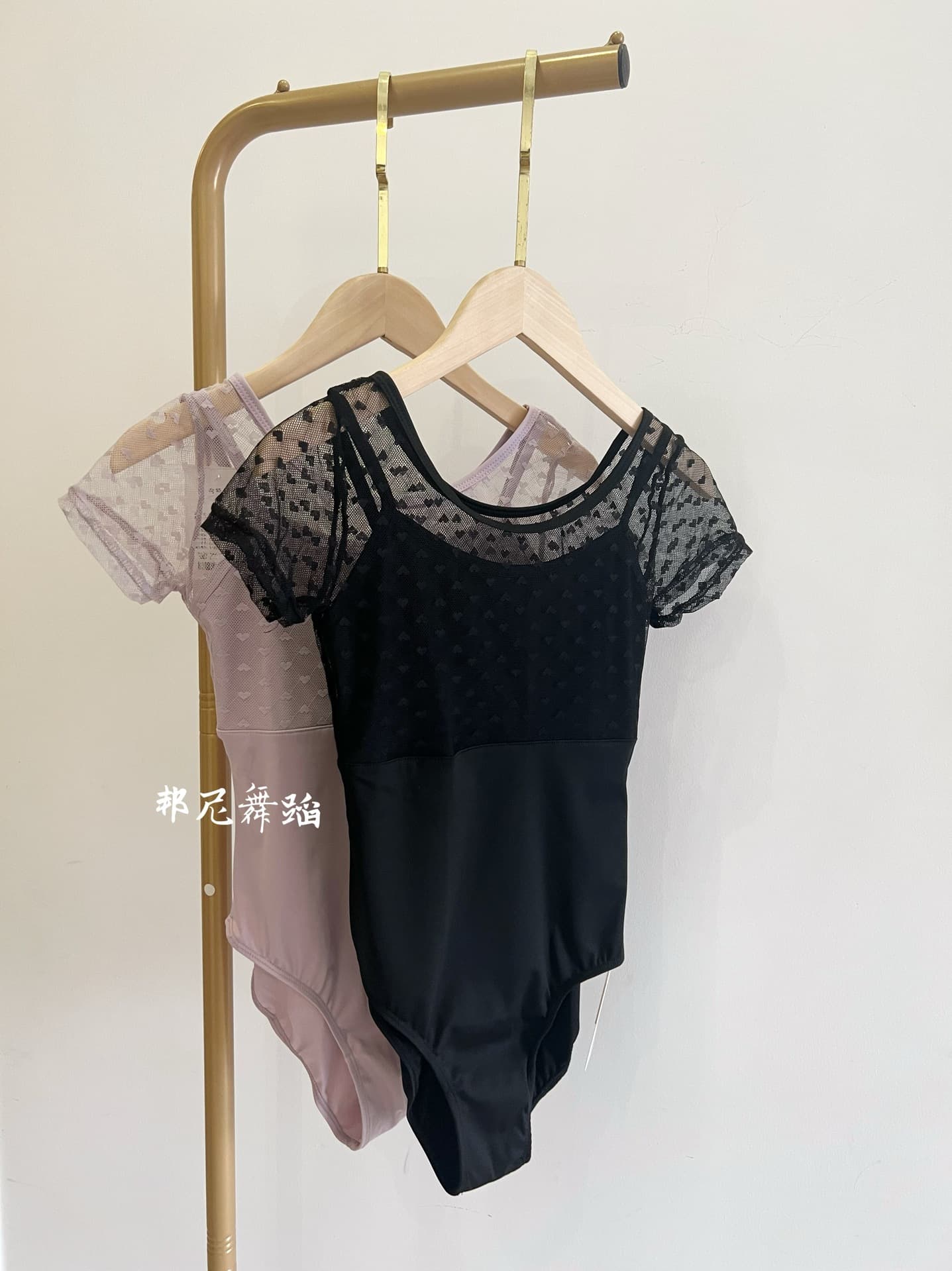 Adult Dancewear Short Sleeve Practice Leotard Lace Ballet Faux Two-Piece Bodysuit Women's Gymnastics Training Outfit