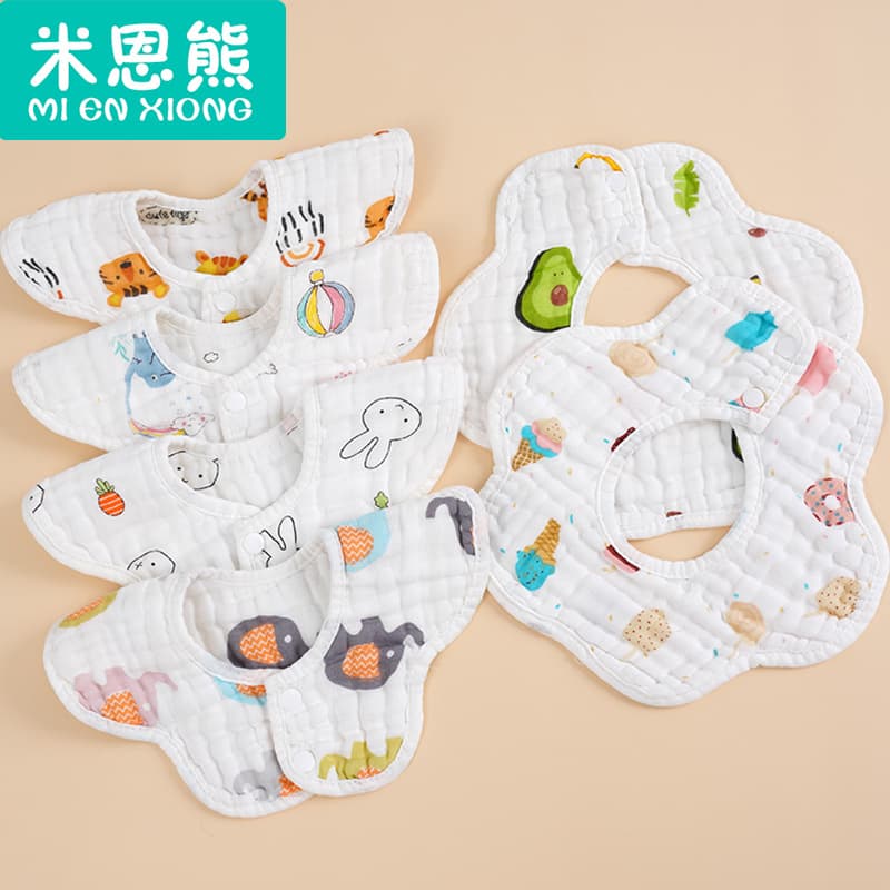 Baby Bib Drool Pads 8-Layer Cotton Gauze Newborn Waterproof Bib Petal Shape Baby Supplies