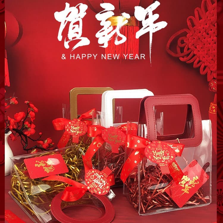 2024 Year of the Dragon New Year's Day New Year's Gift Bag Company Annual Meeting Small Gift Transparent Handbag Packaging Gift Box