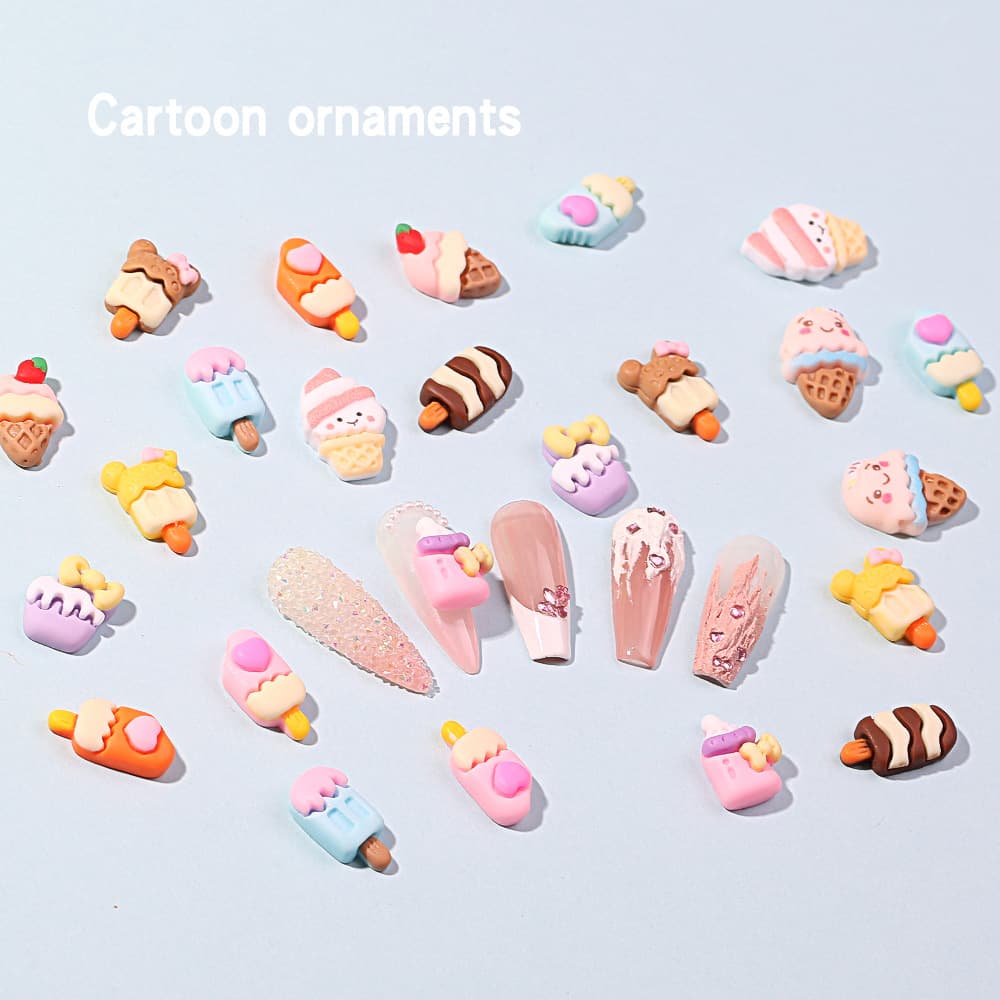 New nail art ice cream ice cream three-dimensional cute summer ice cartoon resin cream decorative nail accessories