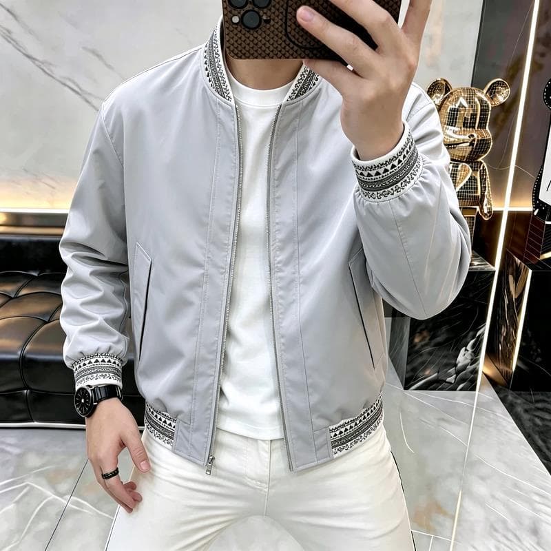 2026 American Style Jacket Men Spring Autumn Loose Casual Top Baseball Collar Coat Men Loose Top Korean Style Stand Collar