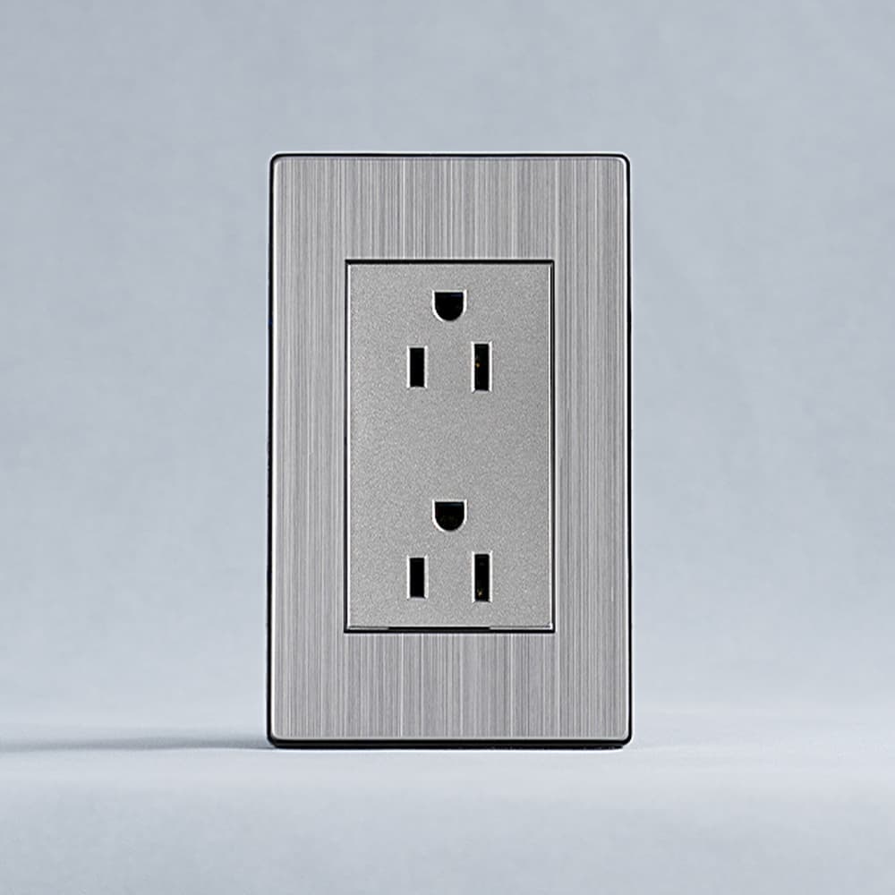 Cross-Border South American Socket 118K American Wall Socket US Standard Flat 6-Hole 250V 15A Stainless Steel Panel Socket