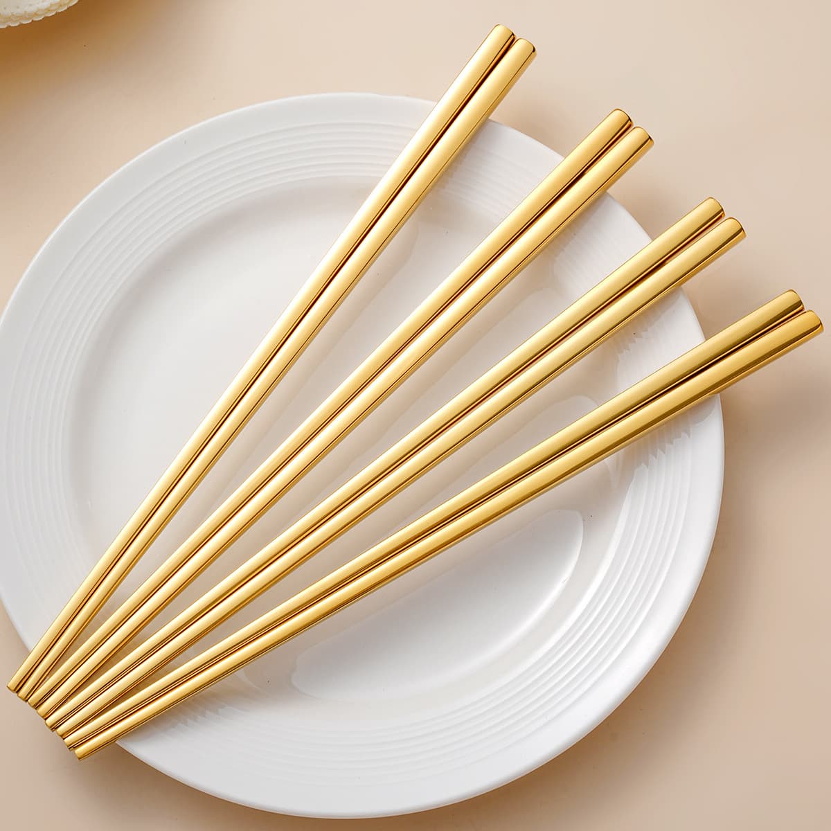 304 Stainless Steel Chopsticks 23cm Gold-Plated Square Chopsticks High-End Ins Hollow Gold Square Hotel Chopsticks Factory Wholesale