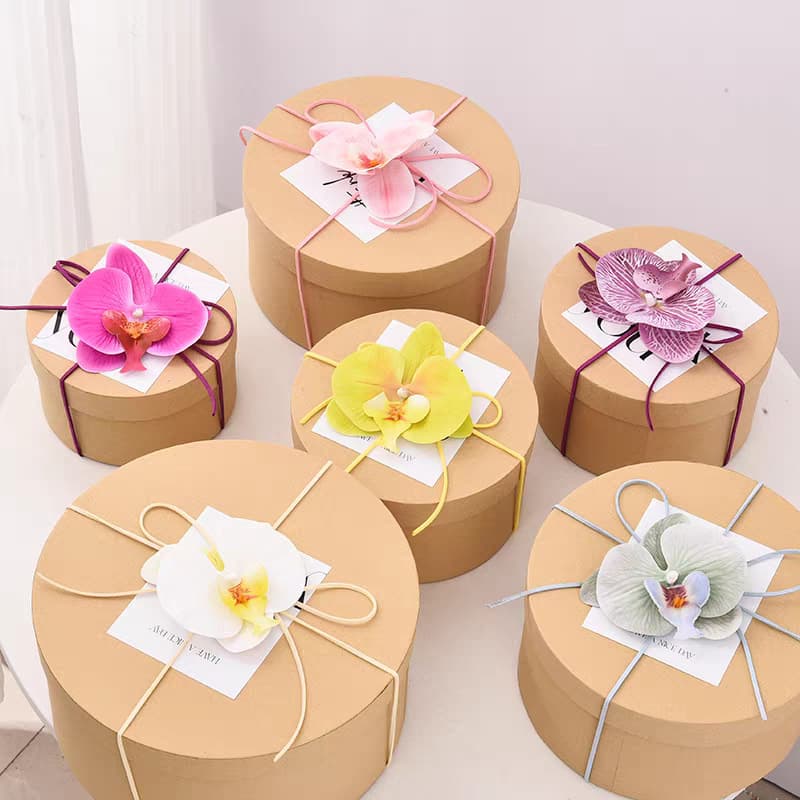 Round Kraft Paper Box Forest Style Gift Box INS Style Cookie Box Candy Baking Packaging DIY Doll BJD