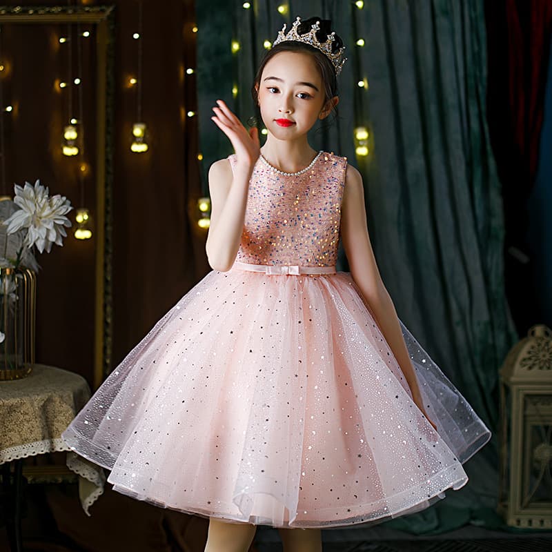 Princess Style Birthday Girl's Dress Summer 2023 Frock Skirt Children's Clothing Polyester Fiber Cotton Lining B Class Safety