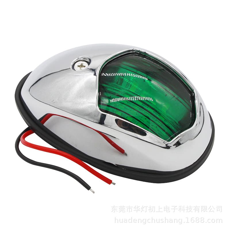 12V Marine Red Green LED Navigation Light Chrome Navigation Light for Boat Vehicle Yacht Warning Signal Indicator Light Cross-Border Best Seller