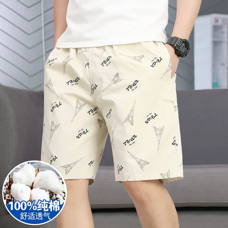 Printed Five-Point Shorts Men's Summer Thin Cotton Beach Shorts Casual Versatile Trendy Shorts