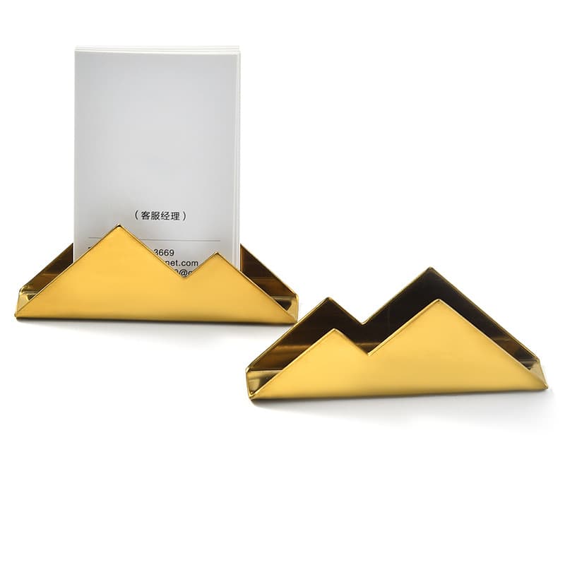 Creative Business Office Gold Card Holder Display Stainless Steel Desktop Namecard Stand
