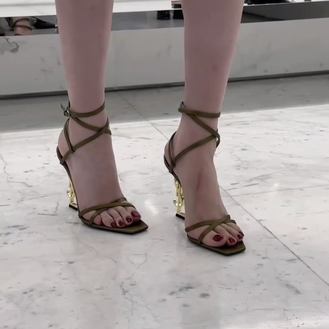 High Heel Sandals New Style Square Toe One-Strap Sandals SY Unique Heel Elegant High Heels Sandals
