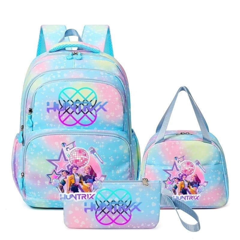 New Cross-border KPop Hunter Girl Group Three-piece Set Pencil Case Lunch Bag Backpack Large Capacity School Bag for Girls
