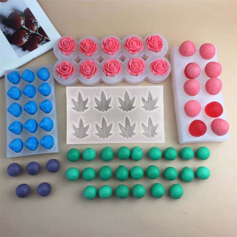 Shell, Star Fruit, Grape, Lychee, Rose, Maple Leaf Silicone Mold for Fondant Cake, Chocolate, Soap, Resin, Baking Mold