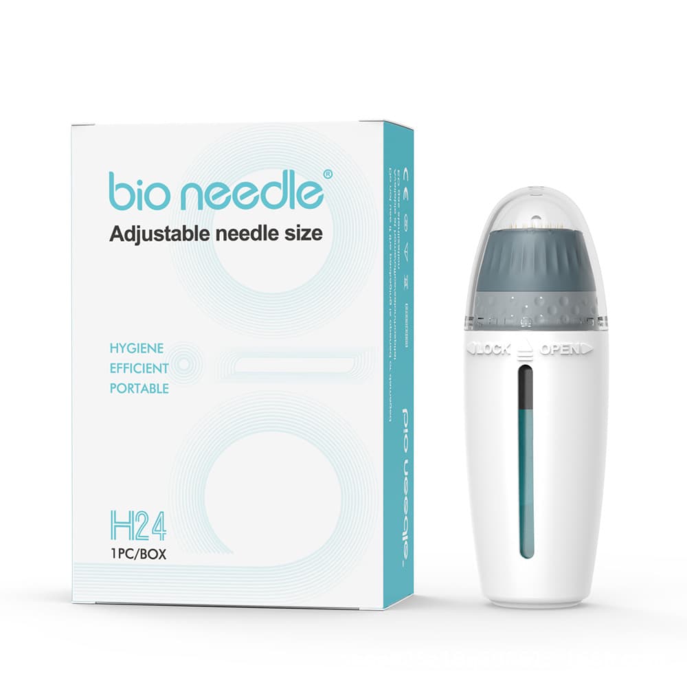Cross-border Hot-seller H24 Stamp Seal Microneedle with Adjustable Needle Length, Roller Essence Infuser for Hair Growth, Direct Plug-in Liquid Loading