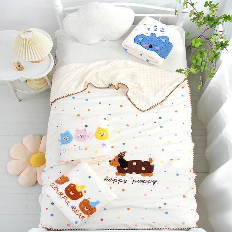 Milk Fleece Sensory Blanket Thin Soft Comfortable Kindergarten Baby Cover Blanket Cartoon Small Quilt Multi-Use Cover