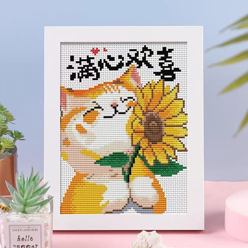 Cat Cross Stitch 2025 New Children's Handmade DIY Material Kit Bedroom Small Embroidery Thread Embroidery Wholesale