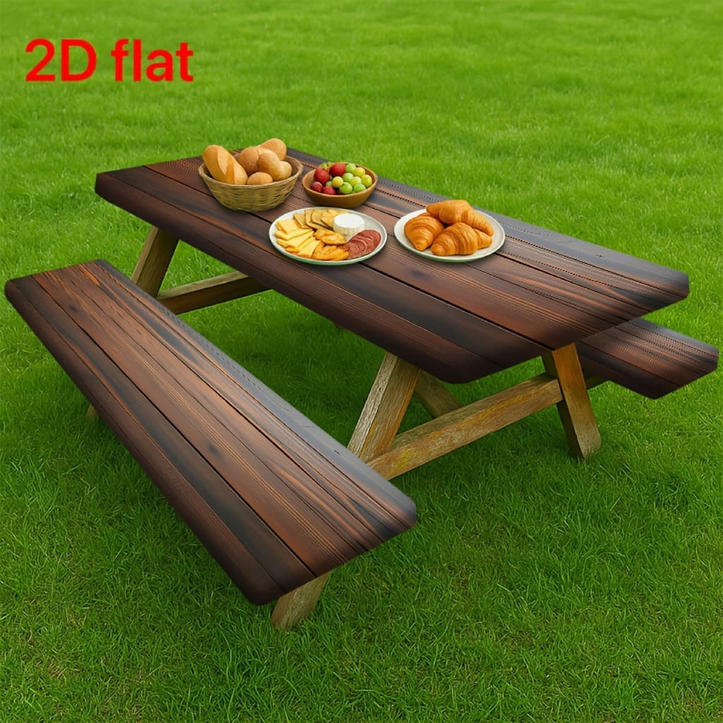 TEMU 3-Piece Camping Picnic Table and Chair Cloth Set, Classic Modern Style Pattern, Camping Square Tablecloth