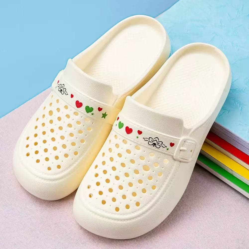 Summer EVA Women's Closed-Toe Lace-Up Hollow Beach Sandals with Holes, Sweet Flat Slippers for Cross-Border