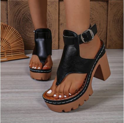 2026 Summer New Large Size High Heel Sandals Outdoor Thick Sole Platform Open Toe Clip Sandals European and American Fashion High Heel Sandals