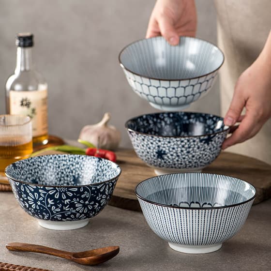 High Appearance Value Retro Japanese Style Hefeng Bowl for Eating Household High-grade Ceramic Bowl Gift Creative Lamen Bowl Rice Bowl
