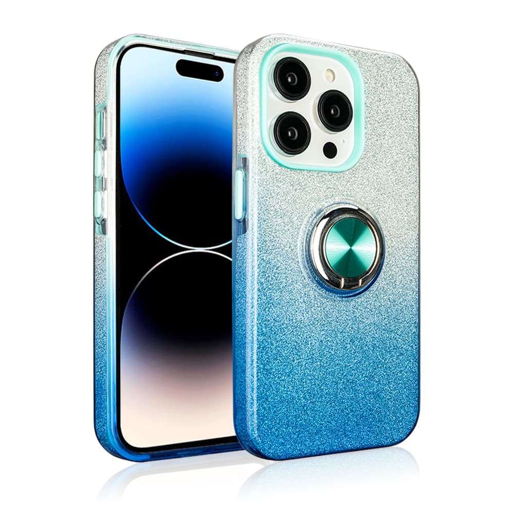 Cross-border Hot Selling Gradient Ring Glitter Phone Case for iPhone 16, 15 Pro Max Phone Protective Cover Wholesale 13