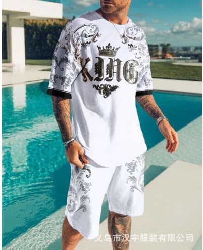 Y2 Summer Digital Printed Short-Sleeve Men's Shorts Set (Casual Sports) - Amazon/Shopee