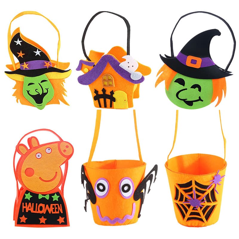Cross-border wholesale Halloween tote bags, 2023 new style, candy bags, non-woven bags, Halloween children's gifts, candy pie