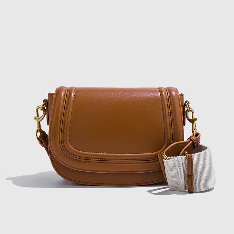 Z Home Women's Saddle Bag 2024 Trendy Street Style Wide Strap Crossbody Versatile Flip Cover PU Small Oval Shape Daily Match