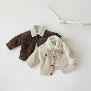 New Kids Winter Coat Korean Style Fleece-Lined Thick Lambswool Top Baby Corduroy Clothing