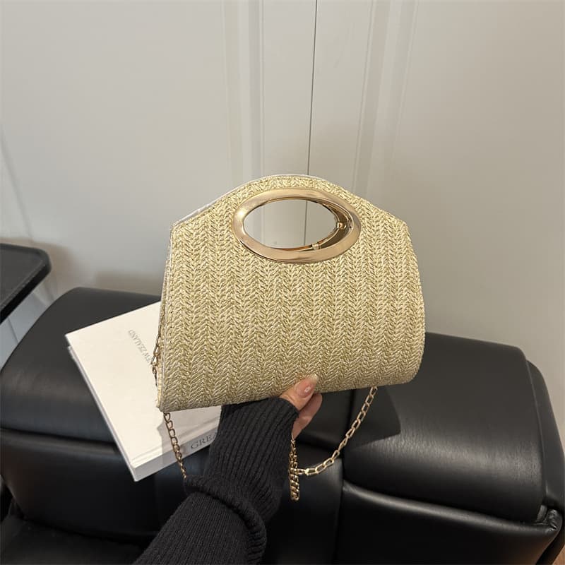 Cross-Border New Style Fashion Woven Texture Handbag, Socialite Banquet Handbag, Evening Bag Commuter Bag Crossbody Bag