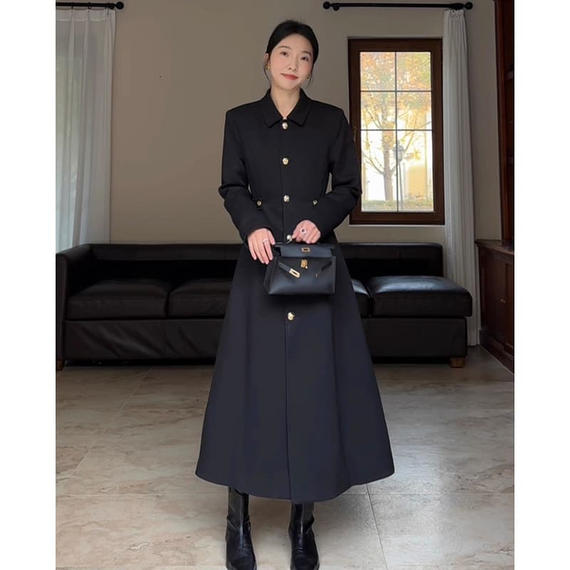 TikTok hit plus-size women's long waist-cinching trench coat down jacket winter Korean-style knee-length coat 25176