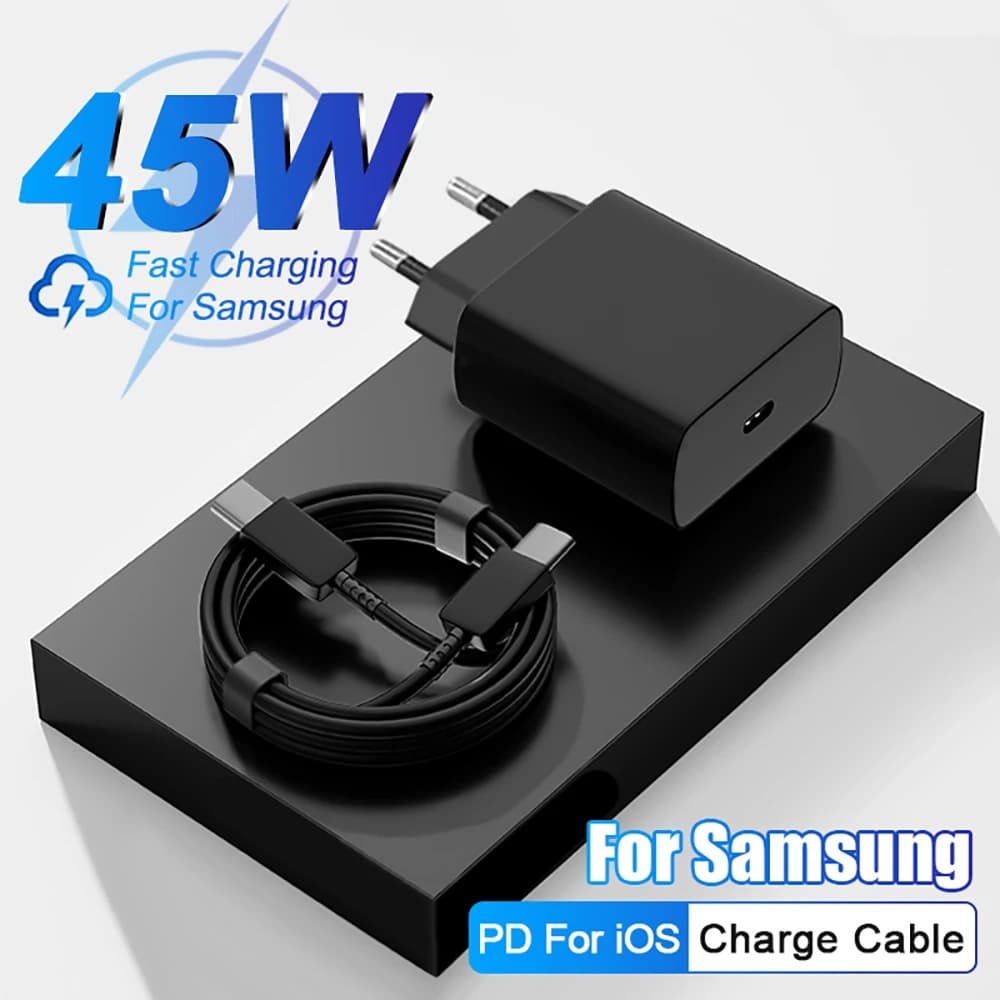 Suitable for Samsung 45W charger mobile phone PD charging head European standard TA845 super fast charging head set wholesale