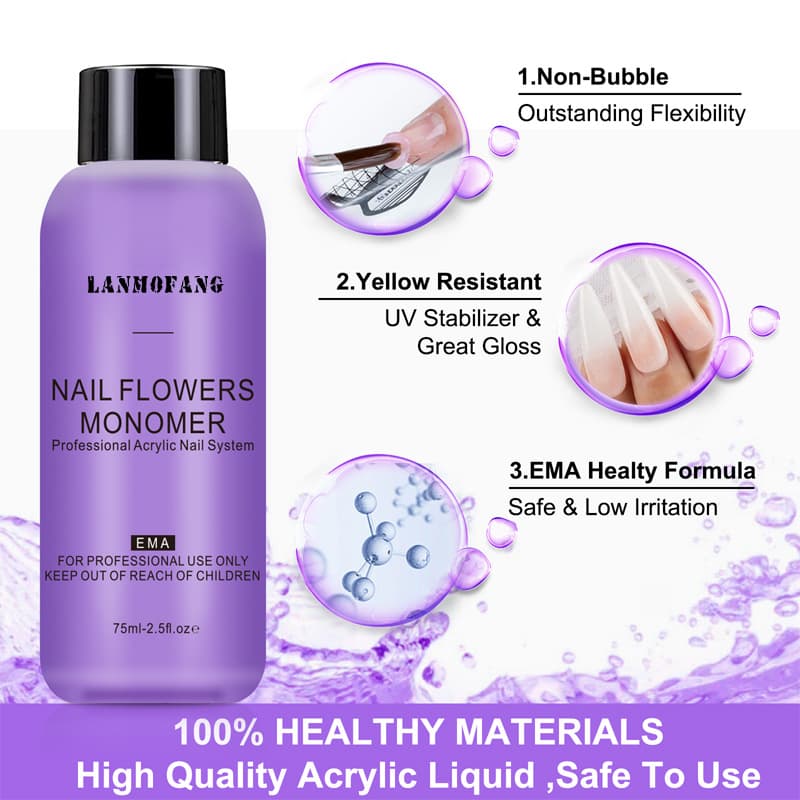 Nail Acrylic Liquid 75ml, Acrylic Liquid EMA, High-Quality Acrylic Liquid, Large Capacity Bulk Wholesale