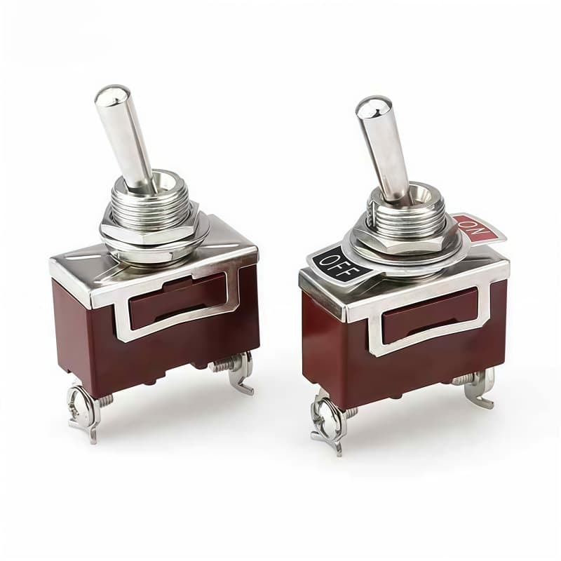 Toggle Switch E-TEN1021 Screw Terminal 2-Pin 2-Position Black/Brown Copper Terminal Car Modification