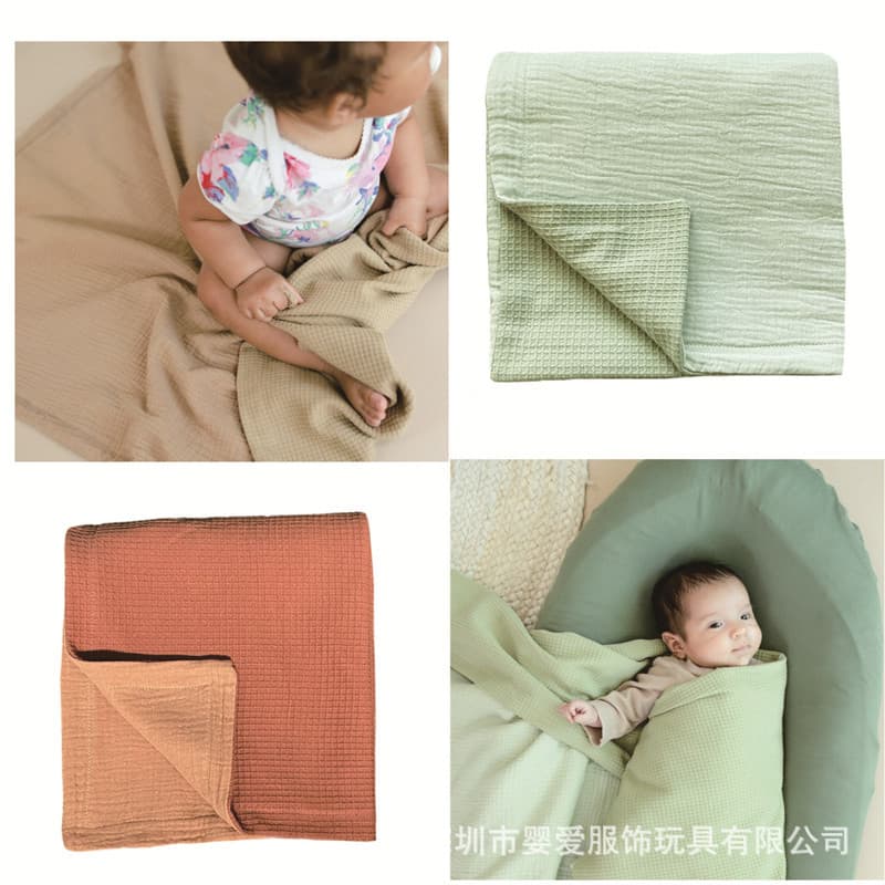 Cross-border waffle baby blanket muslin double-layer thickened quilt boys and girls lunch blanket stroller cover blanket