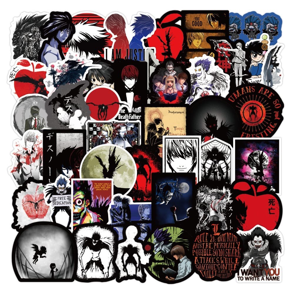 50 New Japanese Death Note Graffiti Stickers, Waterproof for Luggage, Notebook, Scooter, Water Cup